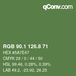 Color code: RGB 90.1 126.8 71 | qconv.com