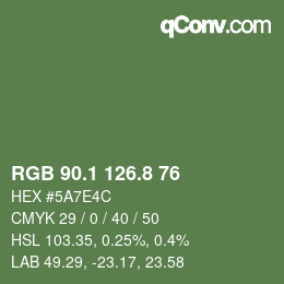Color code: RGB 90.1 126.8 76 | qconv.com