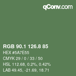 Color code: RGB 90.1 126.8 85 | qconv.com