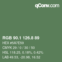 カラーコード: RGB 90.1 126.8 89 | qconv.com