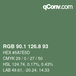 カラーコード: RGB 90.1 126.8 93 | qconv.com