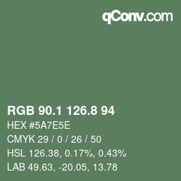 カラーコード: RGB 90.1 126.8 94 | qconv.com