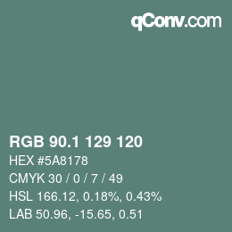 カラーコード: RGB 90.1 129 120 | qconv.com