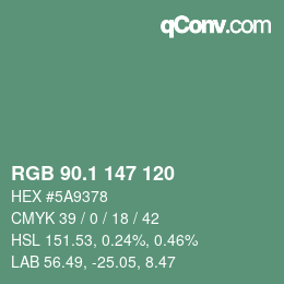 カラーコード: RGB 90.1 147 120 | qconv.com