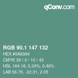 カラーコード: RGB 90.1 147 132 | qconv.com