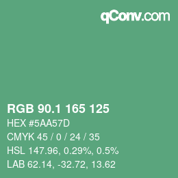 カラーコード: RGB 90.1 165 125 | qconv.com