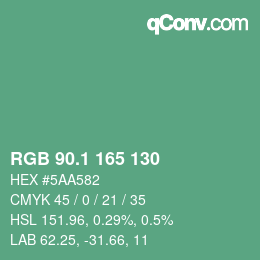 カラーコード: RGB 90.1 165 130 | qconv.com