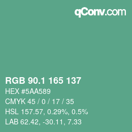 カラーコード: RGB 90.1 165 137 | qconv.com