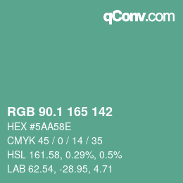 カラーコード: RGB 90.1 165 142 | qconv.com