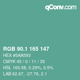 カラーコード: RGB 90.1 165 147 | qconv.com