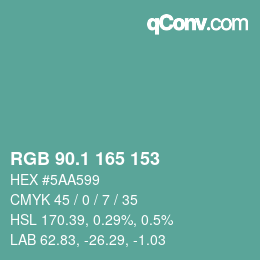 カラーコード: RGB 90.1 165 153 | qconv.com
