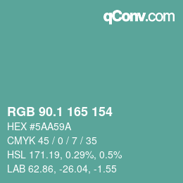 カラーコード: RGB 90.1 165 154 | qconv.com