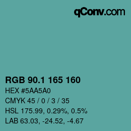 カラーコード: RGB 90.1 165 160 | qconv.com