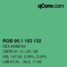 カラーコード: RGB 90.1 183 132 | qconv.com