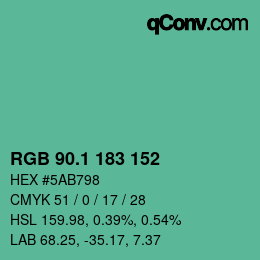 カラーコード: RGB 90.1 183 152 | qconv.com