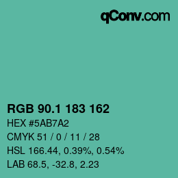 カラーコード: RGB 90.1 183 162 | qconv.com