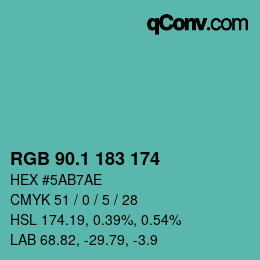 Color code: RGB 90.1 183 174 | qconv.com
