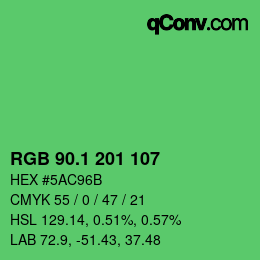 カラーコード: RGB 90.1 201 107 | qconv.com