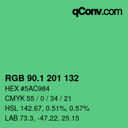 カラーコード: RGB 90.1 201 132 | qconv.com