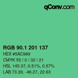 カラーコード: RGB 90.1 201 137 | qconv.com