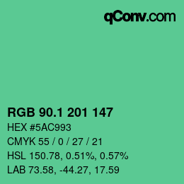 カラーコード: RGB 90.1 201 147 | qconv.com