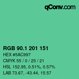 カラーコード: RGB 90.1 201 151 | qconv.com