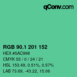 カラーコード: RGB 90.1 201 152 | qconv.com