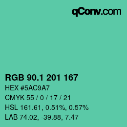 カラーコード: RGB 90.1 201 167 | qconv.com