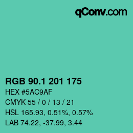 カラーコード: RGB 90.1 201 175 | qconv.com