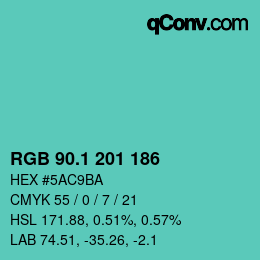 カラーコード: RGB 90.1 201 186 | qconv.com