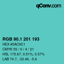 Color code: RGB 90.1 201 193 | qconv.com