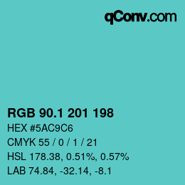 カラーコード: RGB 90.1 201 198 | qconv.com