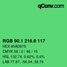 カラーコード: RGB 90.1 216.8 117 | qconv.com