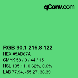 カラーコード: RGB 90.1 216.8 122 | qconv.com