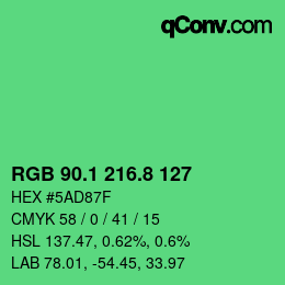 カラーコード: RGB 90.1 216.8 127 | qconv.com