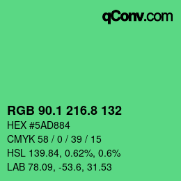 カラーコード: RGB 90.1 216.8 132 | qconv.com