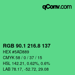 カラーコード: RGB 90.1 216.8 137 | qconv.com