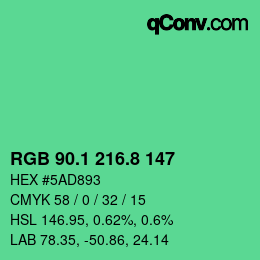 カラーコード: RGB 90.1 216.8 147 | qconv.com