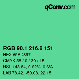 カラーコード: RGB 90.1 216.8 151 | qconv.com