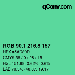 カラーコード: RGB 90.1 216.8 157 | qconv.com