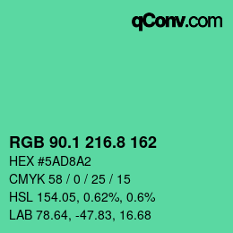 カラーコード: RGB 90.1 216.8 162 | qconv.com