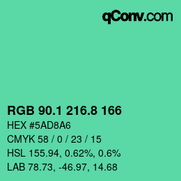 カラーコード: RGB 90.1 216.8 166 | qconv.com