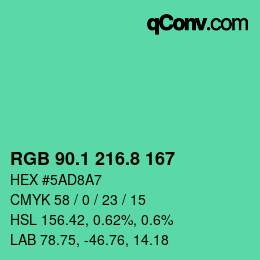 カラーコード: RGB 90.1 216.8 167 | qconv.com