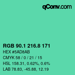 カラーコード: RGB 90.1 216.8 171 | qconv.com