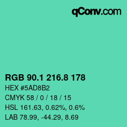 カラーコード: RGB 90.1 216.8 178 | qconv.com