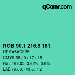 カラーコード: RGB 90.1 216.8 181 | qconv.com