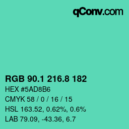 カラーコード: RGB 90.1 216.8 182 | qconv.com