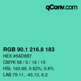 カラーコード: RGB 90.1 216.8 183 | qconv.com