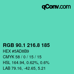 カラーコード: RGB 90.1 216.8 185 | qconv.com