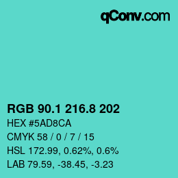 Color code: RGB 90.1 216.8 202 | qconv.com